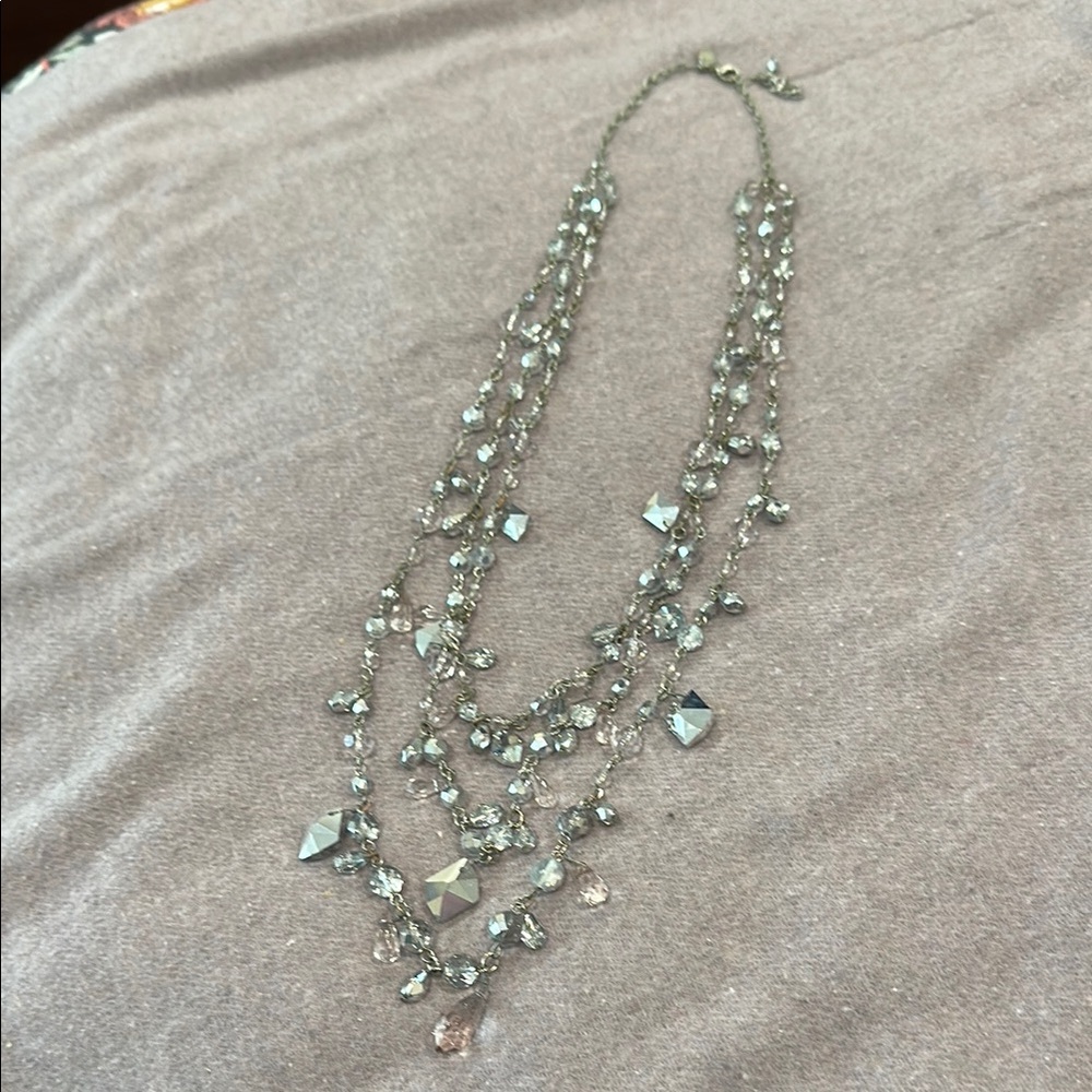 Elegant Silver & Crystal Multi-Layer Necklace
